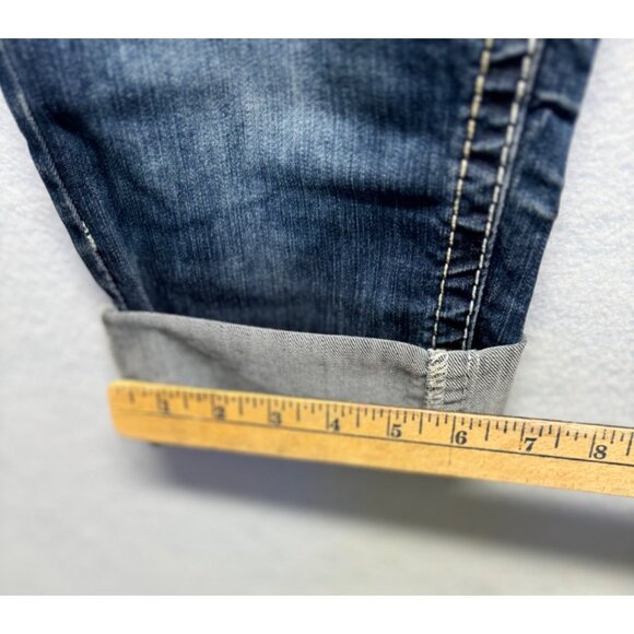 Amethyst Series 31 Stretch Medium Dark Wash Cuffed Capris Size 11 - Picture 7 of 11